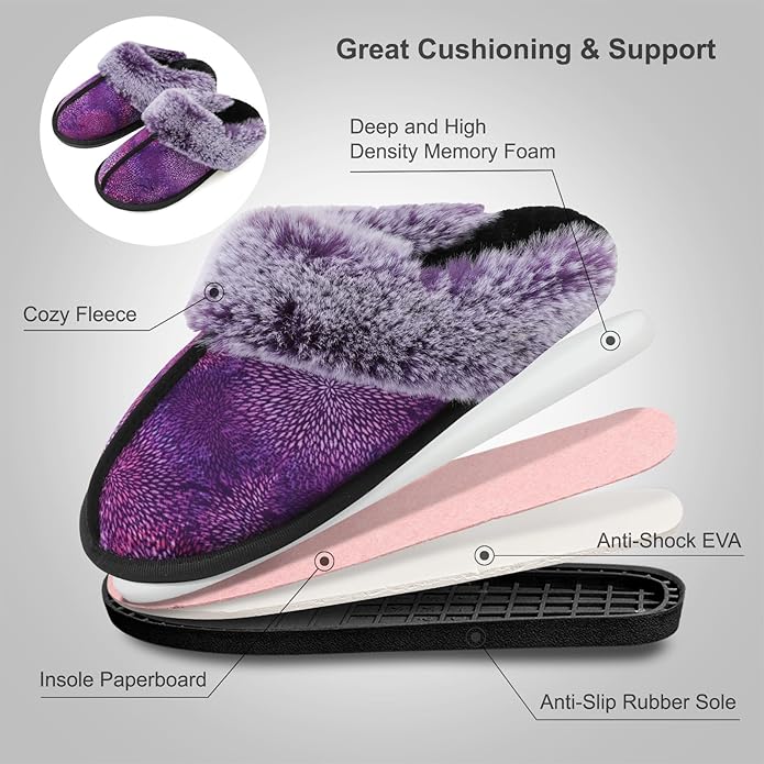 Besroad Winter Fuzzy House Slippers Sandals Plush Faux Fur Fluffy Flats Slippers Warm Slide Shoes for Women