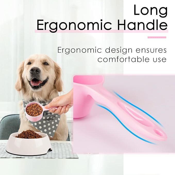 SUPERDESIGN 1 Cup Dog Food Scoop for Container Melamine Measuring Scoop for Dogs Cats Birds and Rabbits Pet Food Feeding Scoop Dishwasher Safe - Baby Pink