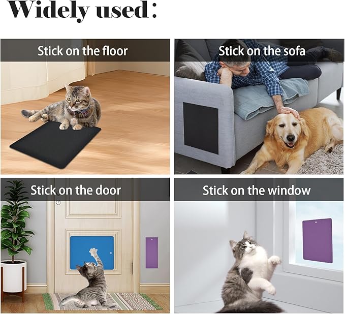 6 PCS Cat Nail File Scratcher,11.0x14.9''Nail File for Cats Scratch Liner,Cat Nail Scratching Strips with Hanging Hole Peel Stick Kitten Scratching Manicure Sandpaper for Litter Box(Purple)