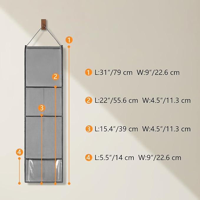 Hanging Cat Wand Holder Kitten Stick Toy Storage Bag Cat Accessories Organizer for Indoor Cats (Fabric Pockets)