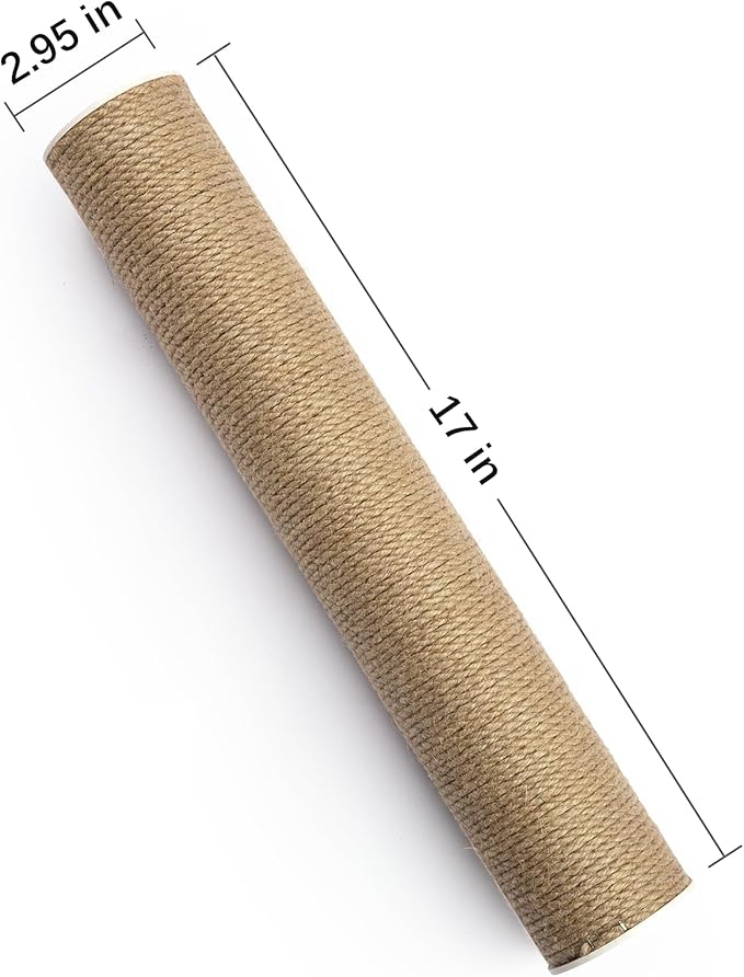 SVD.PET Cat Scratching Post Replacement, 17” x 2.95” Jute Rope Cat Tree Replacement Post, Refill Scratcher Posts with M8 Screws for Indoor Cat Tree, Cat Tower and DIY Cat Scratcher (1PCS)