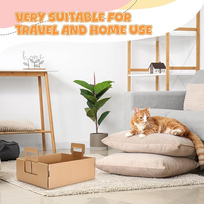 10 Pcs Disposable Litter Boxes for Cats, 17 x 13 x 6 Inches Paper Cat Litter Tray Waterproof, Leakproof, Foldable, Portable Travel Toilet for Cat Kitten Hamster Rabbit Guinea Pig