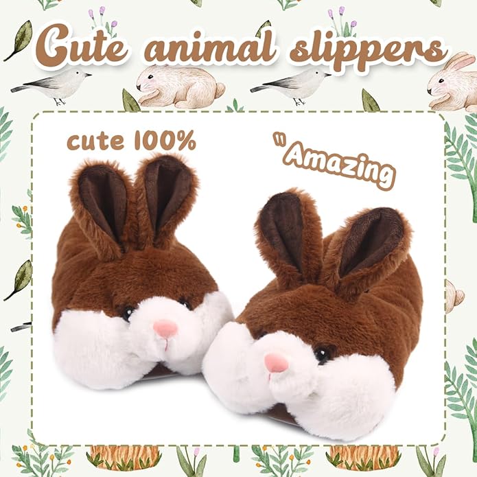 Caramella Bubble Classic Bunny Slippers for Women Funny Animal Novelty Slippers for Adults Cute Plush Rabbit Bedroom Slippers