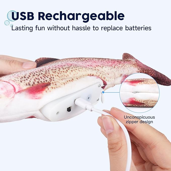 Potaroma Electric Flopping Fish 10.5", Moving Cat Kicker Fish, Floppy Fish Toy for Small Dogs Wiggle Fish Catnip Toys, Motion Kitten Toy Interactive Toys for Exercise, Mice Animal Toys