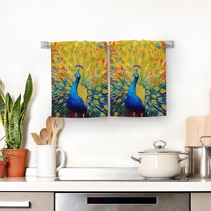 Beautiful Peacock Kitchen Towels Decorative Set of 2 Tea Towels Hand Towels Absorbent Dish Towels for Kitchen Drying Bathroom Farmhouse Home Decor Housewarming Gifts
