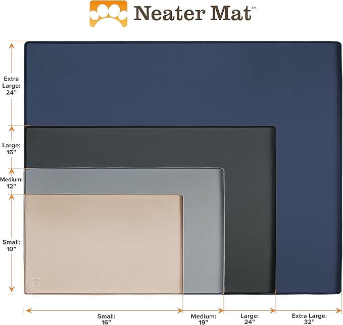 Neater Pet Brands Neater Mat Pet Mats for Food and Water, Dog Bowl Mat Waterproof Silicone, Pet Mat for Dog or Cat, Dog Food Mats for Floors Waterproof, Dog Water Mat & Dog Food Mat with Raised Edge