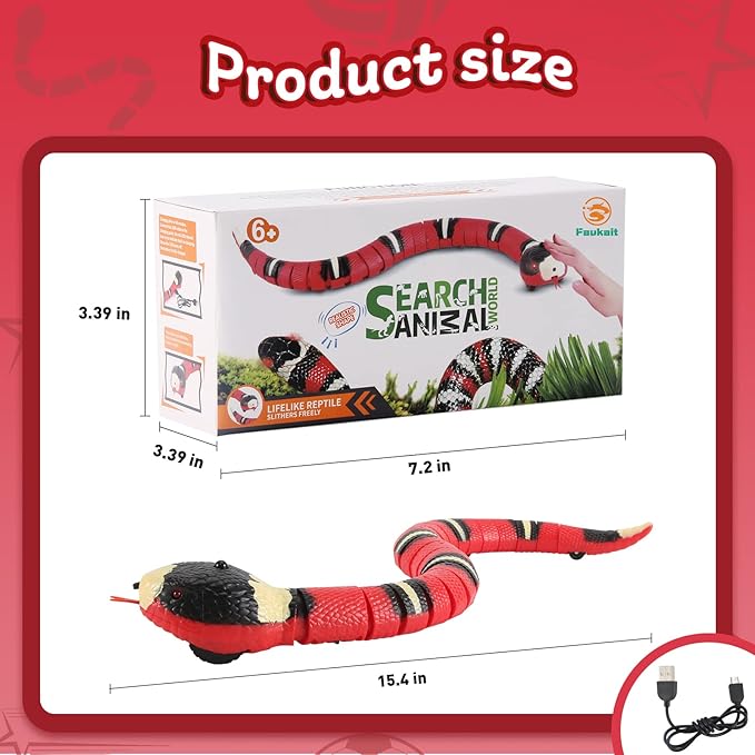 Kitten Toys,Smart Sensing Snake cat Toy,Interactive cat Toy,USB Rechargeable Electric Simulation Slithering Serpent-for Kids, Cats & Dogs,Game Play Toy