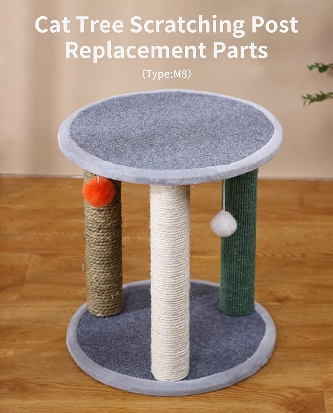 BNOSDM 4 Pcs M8 15”x2.75” Cat Tree Scratching Post Replacement Parts for Indoor Cats Tower Rope Scratch Poles Refill Sisal Pole Part for Refurbishment Hemp Kitty Furniture Accessories Spare