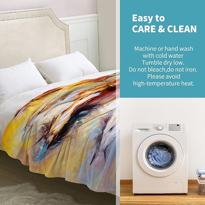 Horse Blanket Gifts for Girls Women Mom Kids Adults Teen Birthday Christmas Valentine Present Colorful Horse Animal Theme Decor Home Bedroom Living Room Sofa Couch Soft Cozy Plush Fleece Throw 60"x50"