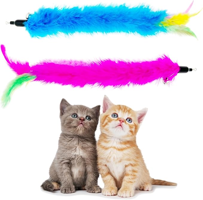 Cat Feather Toys Refills Cat Wand Replacement Feathers, 14 PCS Feathers Cat Toy Refills, Cat Toys Feathers for Cat Wand