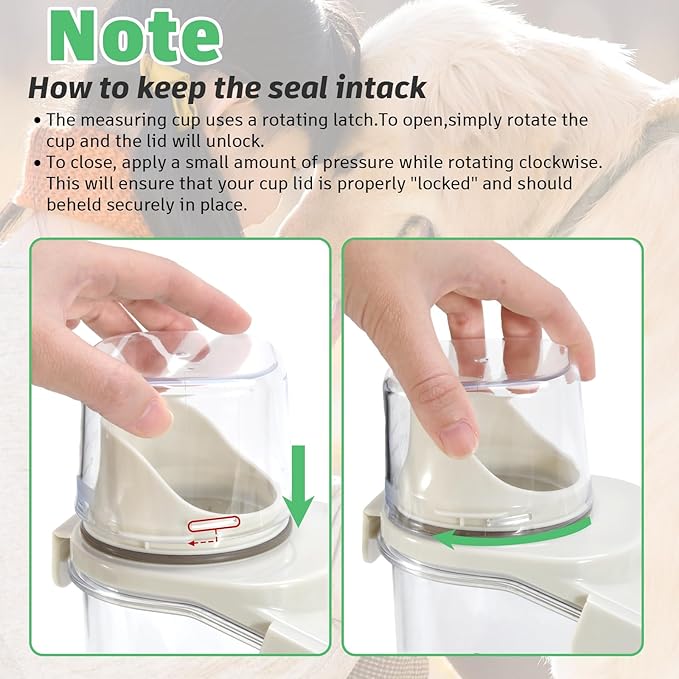 Dog Food Container Small, Pet Food Container with Airtight Pour Spout, Cat Food Storage Container with Measuring Cups, Portable Smal Dog Food Container for Dogs Cats Birds (White)