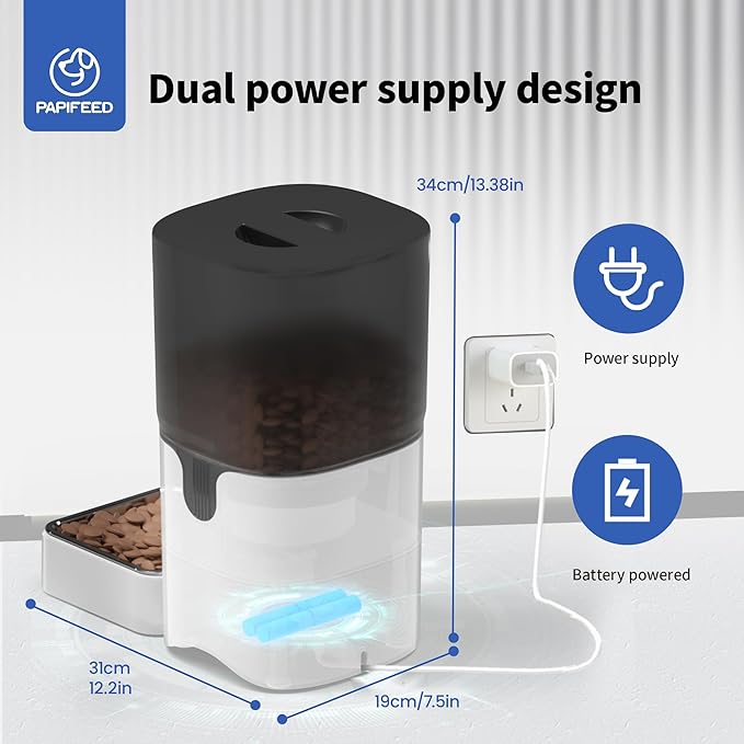 Automatic Cat Feeder with Camera, Adjustable Angle 2.4G WiFi/App Pet Food Dispenser, 6L Timed Dispenser with Two-Way Audio, Auto Pet Feeder with Mat for Cat & Dog, 1-10 Meals Per Day