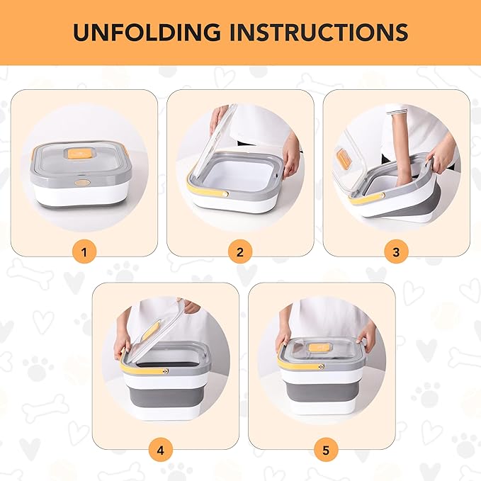 DDOXX Collapsible Dog Food Container - Durable Polypropylene with Clear Window & Sunken Lid - Ideal for Dogs and Cats Canned Food -Dog Food Bin - Mositure Free Pet Food Storage