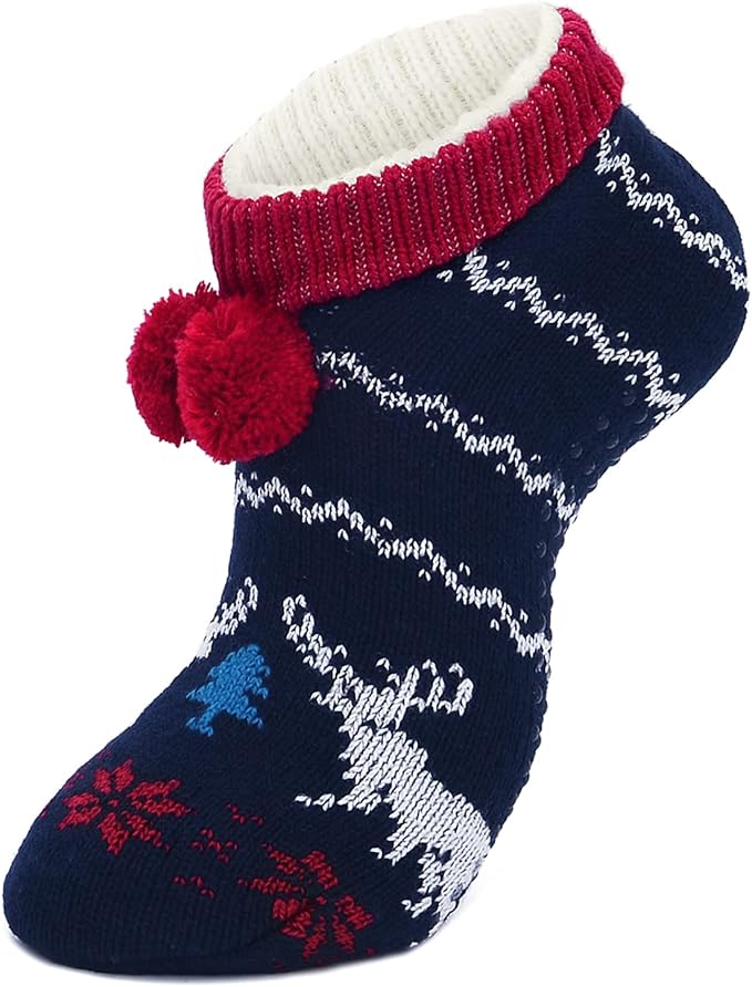 American Trends Fuzzy Socks for Women with Grippers Non Slip Christmas Socks