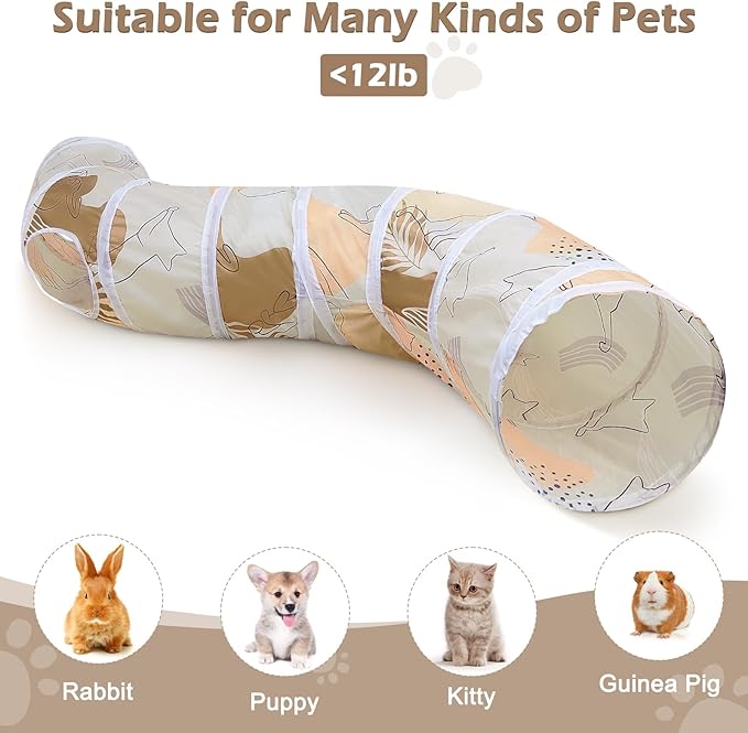 Glittme Cat Tunnel, Cat Tunnels for Indoor Cats, S-Shape Peekaboo Cat Cave with Cat Toys, Foldable Cat Tubes and Tunnels for Cats, Rabbit, Puppy, Guinea Pig