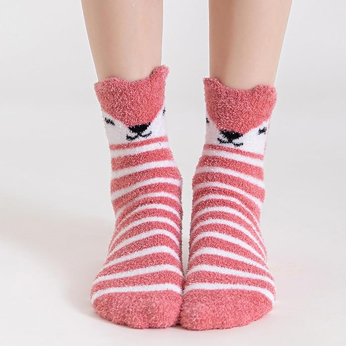 Benefeet Sox Cute Animal Fuzzy Socks for Women Girls Funny 3D Animal Cozy Socks Fluffy Slipper Socks Plush Comfy Soft Socks