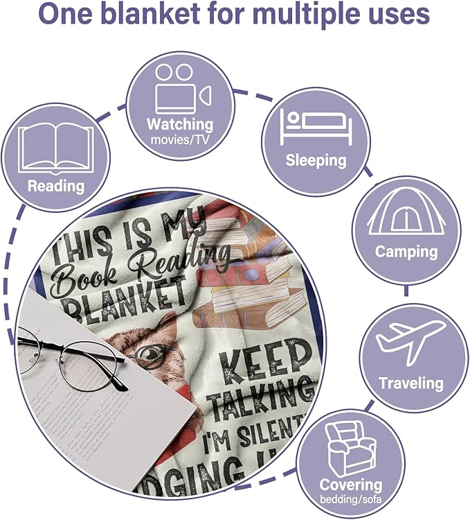 Gifts for Readers, Book Lover Gifts for Women, Reading Blanket for Book Lovers, Reading Literary Blanket 60"x50"