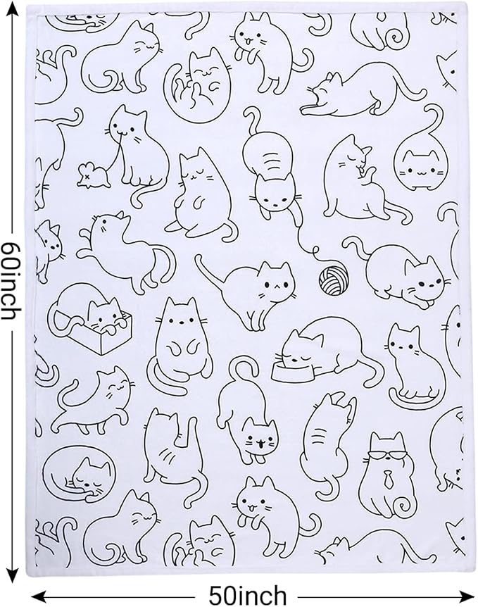 Sviuse Cat Blanket Black and White Cats Pattern Throw for Women Girls Kitty Lovers Cat Mom (50" X 60", Cat 2)