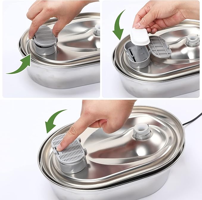 40 Pcs-20 Pack Cat Fountain Filters with 20 Sponges, Pet Replacement Filters for Stainless Steel 108oz/3L, 67oz/2L Pet Fountain