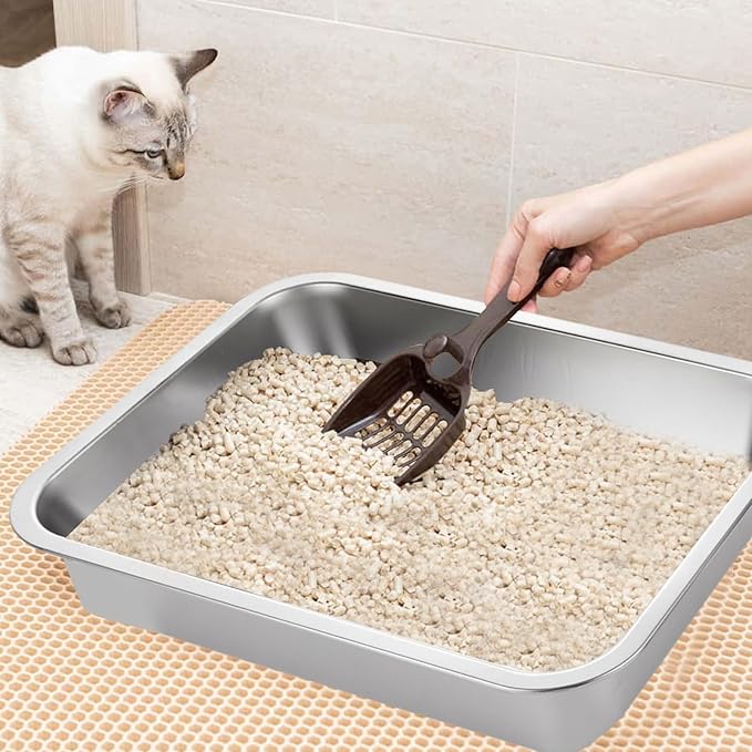 2PCS 4" Height Stainless Steel Cat Litter Box, Metal Litter Pan, for Elderly Cats, Arthritic Cats, Small Kittens, Litter Pan for Hamsters Rabbits, Non Stick Smooth Surface