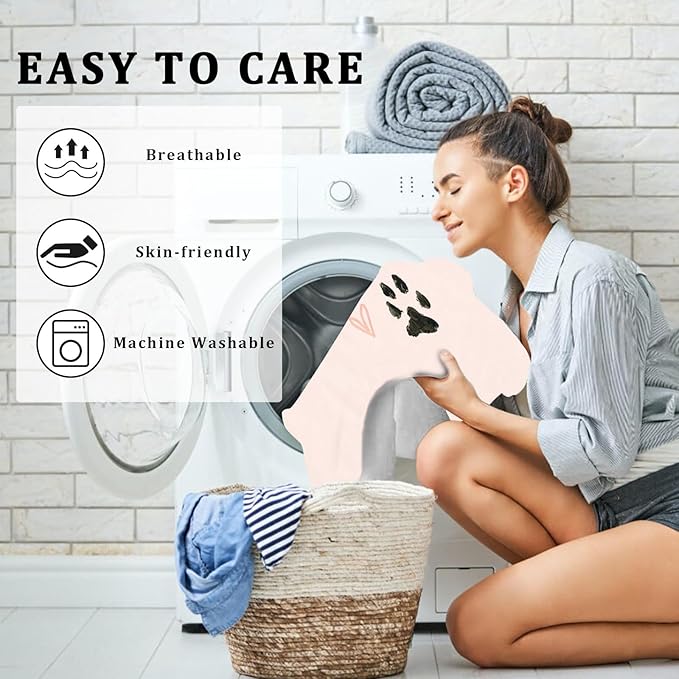 Dog Throw Blanket 50"X60" – Soft Memorial Blanket for Dog Lovers with Puppy & Footprint, Ideal Gift for Dogs Lovers Women & Girls, Valentine' s Day Birthday Gifts for Animal & Pet Lover