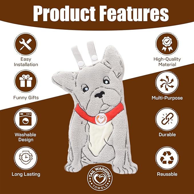 Cute Dog Shaped Hand Towels - Funny Towels for Towels for Bathroom or Kitchen Decor Ultra-Soft Absorbent