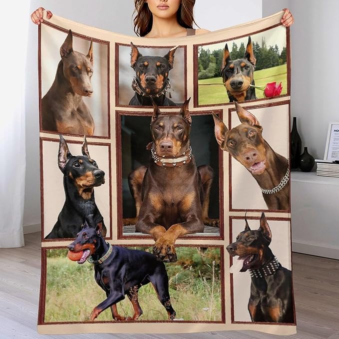 Doberman Gifts for Girls & Boys - Soft, Warm Fleece Throw Blanket for Bed & Sofa - 60"x80"