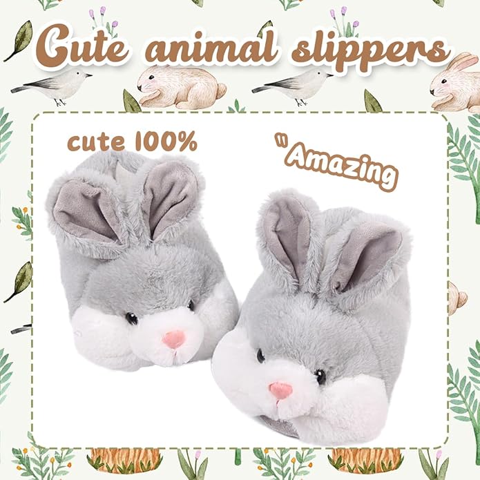 Caramella Bubble Classic Bunny Slippers for Women Funny Animal Novelty Slippers for Adults Cute Plush Rabbit Bedroom Slippers