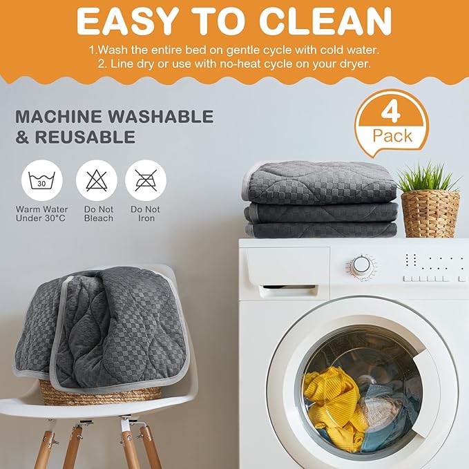 4 Pack Self Warming Cat Mat Self Heating Cat Pad Warm Thermal Pet Bed Washable Dog Crate Pad Body Heat Dog Cat Bed Mat Blanket Non Slip Bottom for Outdoor Indoor Pets (20 x 28 Inch)