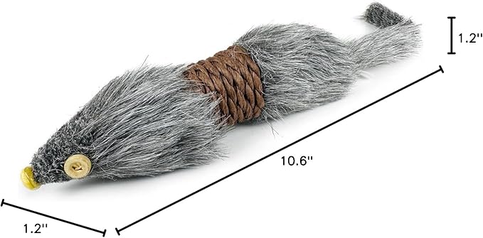2PCS Cat Mice Toys,Faux Fur Cat Large Size Mice Toys with Plastic Body, Interactive Catch Play Mouse Toy for Indoor Cats,Kittens
