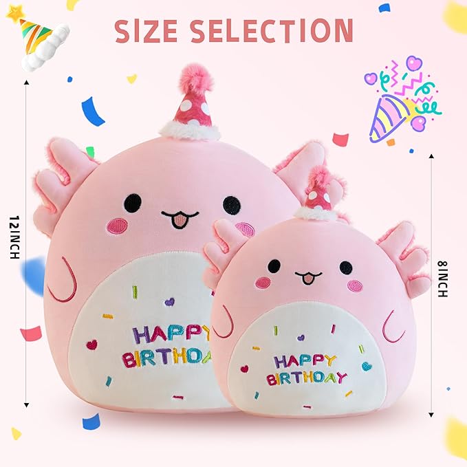 Axolotl Plush Adorable Axolotl Stuffed Animals Soft Birthday Gift Axolotl Plushies Pillow for Kids Boys Girls Pink 8 inch