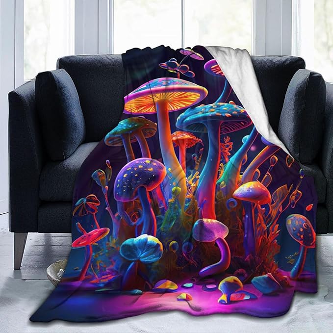 Mushroom Throw Blanket Mushroom Plush Fleece Soft Cozy Gifts Blanket for Kids Girls Adults Decor 40''X50''