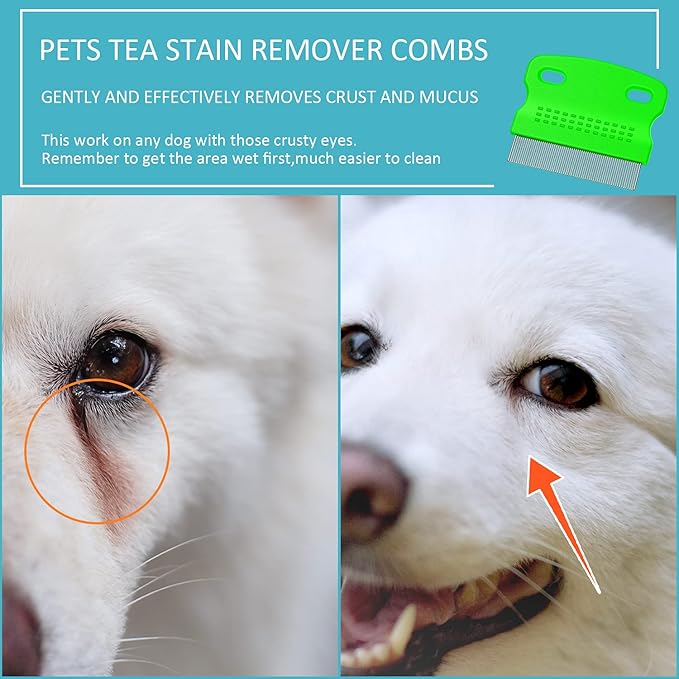 6 Pieces Pet Lice Combs Dog Grooming Flea Comb Cat Tear Stain Comb for Removal Dandruff, Hair Stain, Nit (Pink, Yellow, Dark Blue, Green, Blue, Orange)