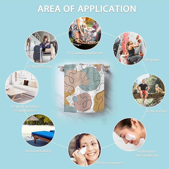 2 Pack Hand Bath Towel,Modern Abstract Line Art Fingertip Towel Bathtub Decorative Bath Towel Bathroom Kitchen Towel Set Highly Absorbent SPA Gym Towels 14x28 Inch