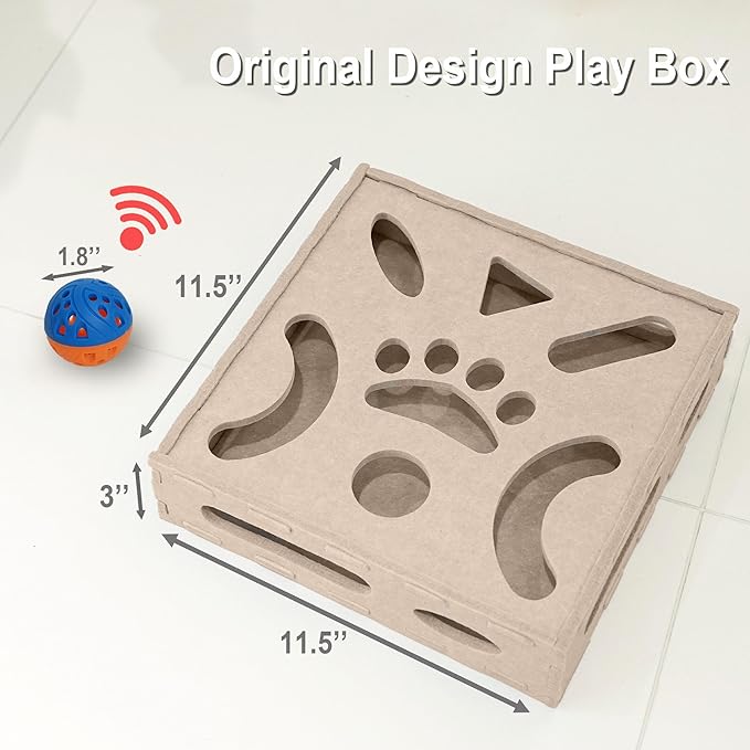 Cat Puzzle Toy, Interactive Cat Toys for Indoor Cats, Kittern Ball Toy with Soft Felt Maze Game Puzzle Box