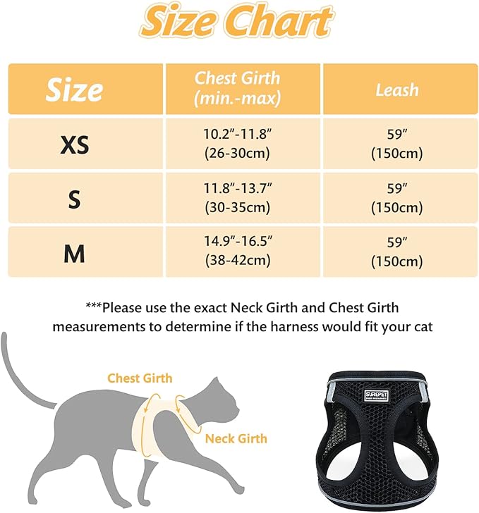 Cat Harness and Leash Set for Walking Escape Proof,Adjustable Soft Kittens Vest with Reflective Strip for Small Cats,Easy to Control