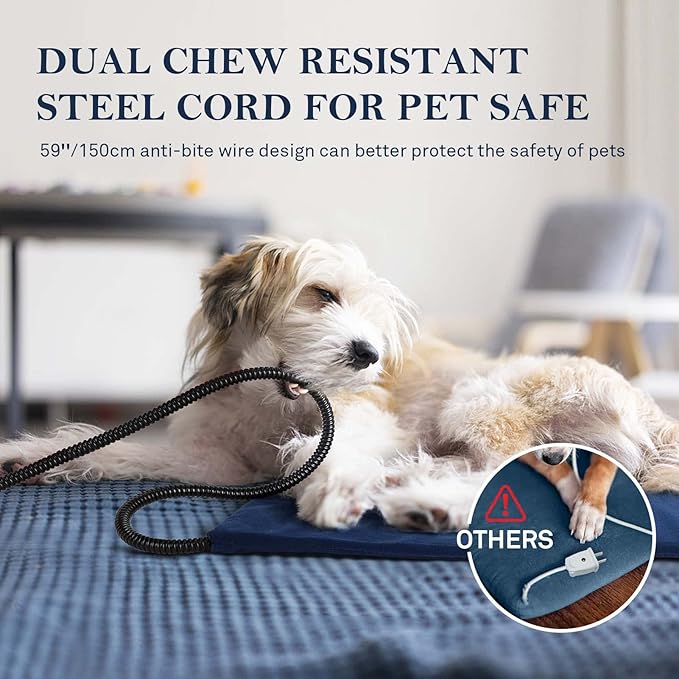 Pet Heating Pad for Cats Dogs,Cat Heating Pad Mat Constant Temperature Pet Cat heated Pad Mat Waterproof with Chew Resistant Cord,Indoor Heated Cat Bed Pet Blanket Cat Warmer Pad with Fleece Cover