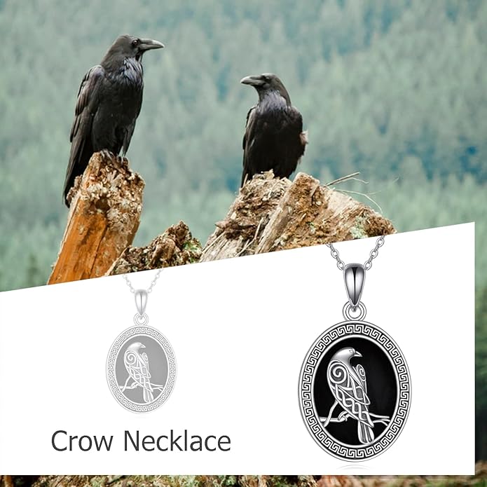 Black Onyx Necklace Raven/Phoenix/Peacock Necklace Gothic Jewelry Gifts for Women Men