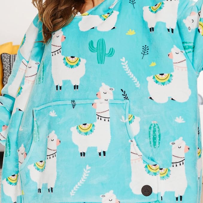 THREE POODLE Wearable Blanket Hoodie for Women, Oversized Sherpa Sweatshirt Blanket for Adults Men, Warm Cozy Alpaca Hooded Blanket, Gifts for Mom Girlfriend Sister