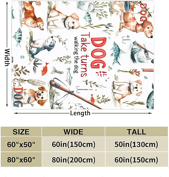 Tupmnbry Dog Throw Blanket Cute Dog Animal Pattern Blanket Super Soft Flannel Fleece Blankets Lightweight Fluffy Plush Bed Blanket for Bedding Sofa and Travel 50"X60"