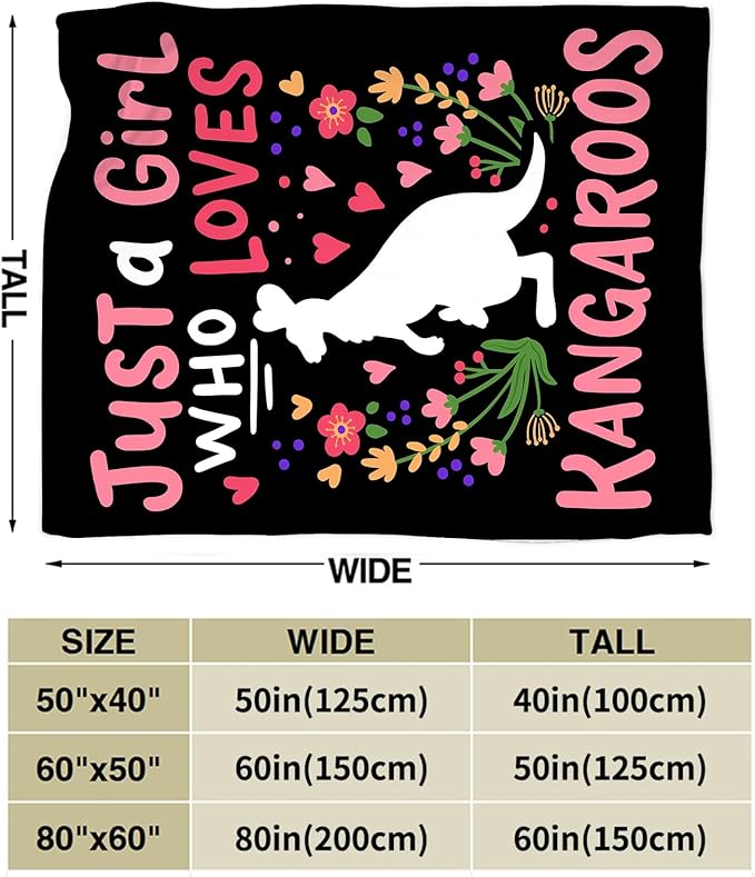 Just A Girl Ultra Soft Cozy Kangaroos Throw Blanket - Fleece Fuzzy Plush Bedding - Gifts for Women, Girls, Kids, Adults - 50"x40"