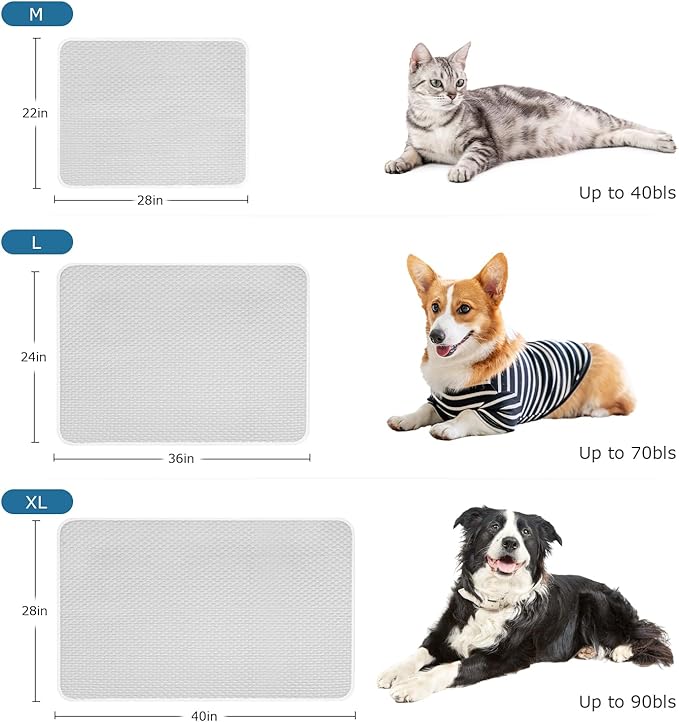 Mora Pets Dog Cooling Mat Breathable Cooling Pad for Dog Cats Washable Pet Cooling Mat for Indoor Outdoor Pets with Non-Slip Bottom Light Grey 40'' x 28'' Large