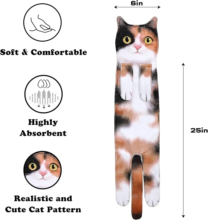 Cat Funny Hand Towels for Bathroom Kitchen - Cute Decorative Fairy Tale Cat Decor Hanging Washcloths Towels Super Absorbent Soft - Housewarming Birthday Christmas Fun Gifts for Women Cat Lovers