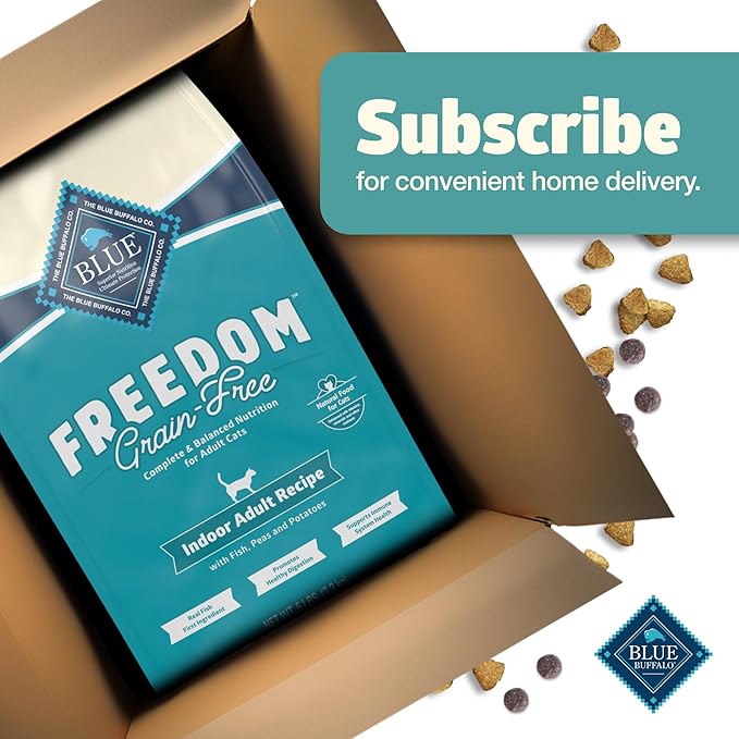 Blue Buffalo Freedom Grain-Free Adult Dry Cat Food, Complete & Balanced Nutrition for Indoor Cats, Made with Natural Ingredients, Fish Recipe, 5-lb. Bag