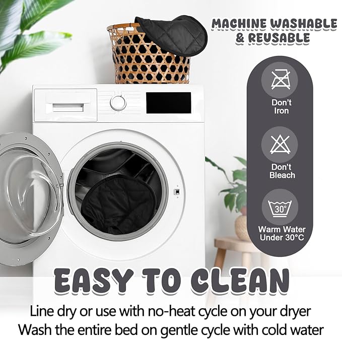 2 Pcs Cat Heating Pad Round 16 Inch Self Heating Cat Mat Washable Heated Cat Bed Anti Slip Cat Warming Pad Pet Bed Mat for Kennel Dog Crate Indoor Outdoor (Black,16 Inch)