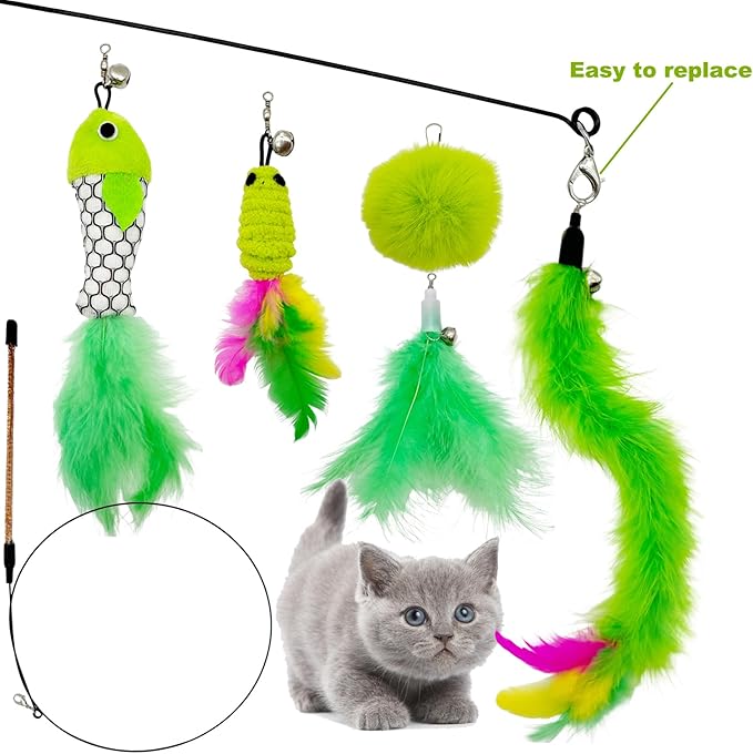Spiral Tunnel Cat Toys, Self Play Cat Spiral Tunnel Toy, Folded Cat Tunnel Spring Toy for Indoor Cats (Green)