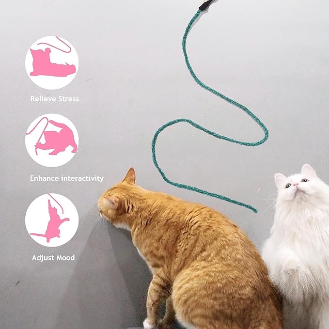 IUHKBH Cat Wands, 3 PCS Interactive Cat Teaser Wand String Plush Cat Toys Colorful Cat Teasing Stick for Cats, Kitties