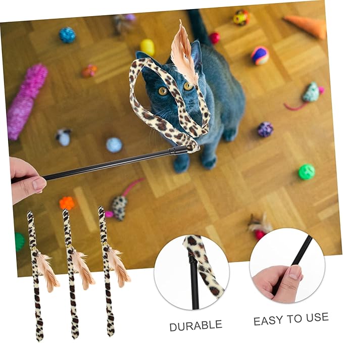 balacoo 9 Pcs Cat Teaser Leopard Cat Wand Indoor Cat Toys Cat Teasing Wand Small Cat Toys Funny Cat Toy Cat Teething Toy Dog Portable Cat Toy Cat Plaything Cat Toy Wand Pet Kitten Cloth