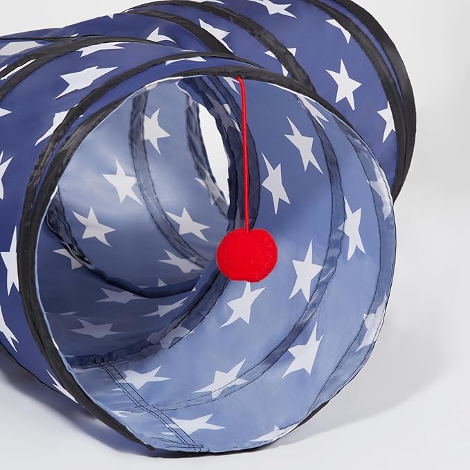 Tempcore Pet Cat Tunnel Tube Cat Toys 3 Way Collapsible, Cat Tunnels for Indoor Cats,Kitty Tunnel Bored Cat Pet Toys Peek Hole Toy Ball Cat, Puppy, Kitty, Kitten, Rabbit Pentagram
