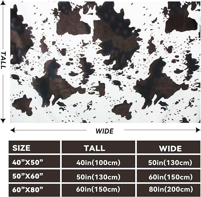 Cute Cow Print Blanket Soft Warm Throw Western Home Decor Cow Gifts for Women Cow Print Stuff Travel Blankets Cozy All-Season Couch Cow Blankets and Throws for Girls Adults Teen 50x60 inch